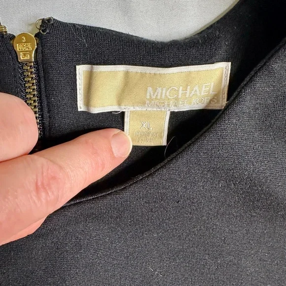 Michael Michael Kors Black Cold Shoulder Sheath Dress XL – Gold Zip, Classic LBD - Picture 3 of 5